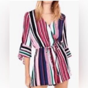 Express Multicolor Striped Romper NWT Large